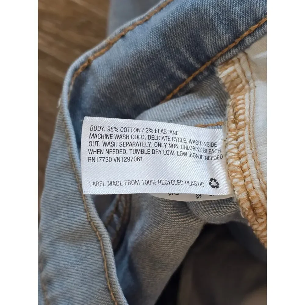 Original Use Skinny Jean Shorts Size 30 Light Wash Raw Hem Stretch Denim Y2K